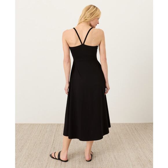 PACT Organic Cotton Fit & Flare Midi Dress Black Sz L $98 {TT43} - Picture 2 of 6